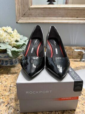 Rockport Black Patent Leather Heels Pumps US 9 TotalMotion Adiprene